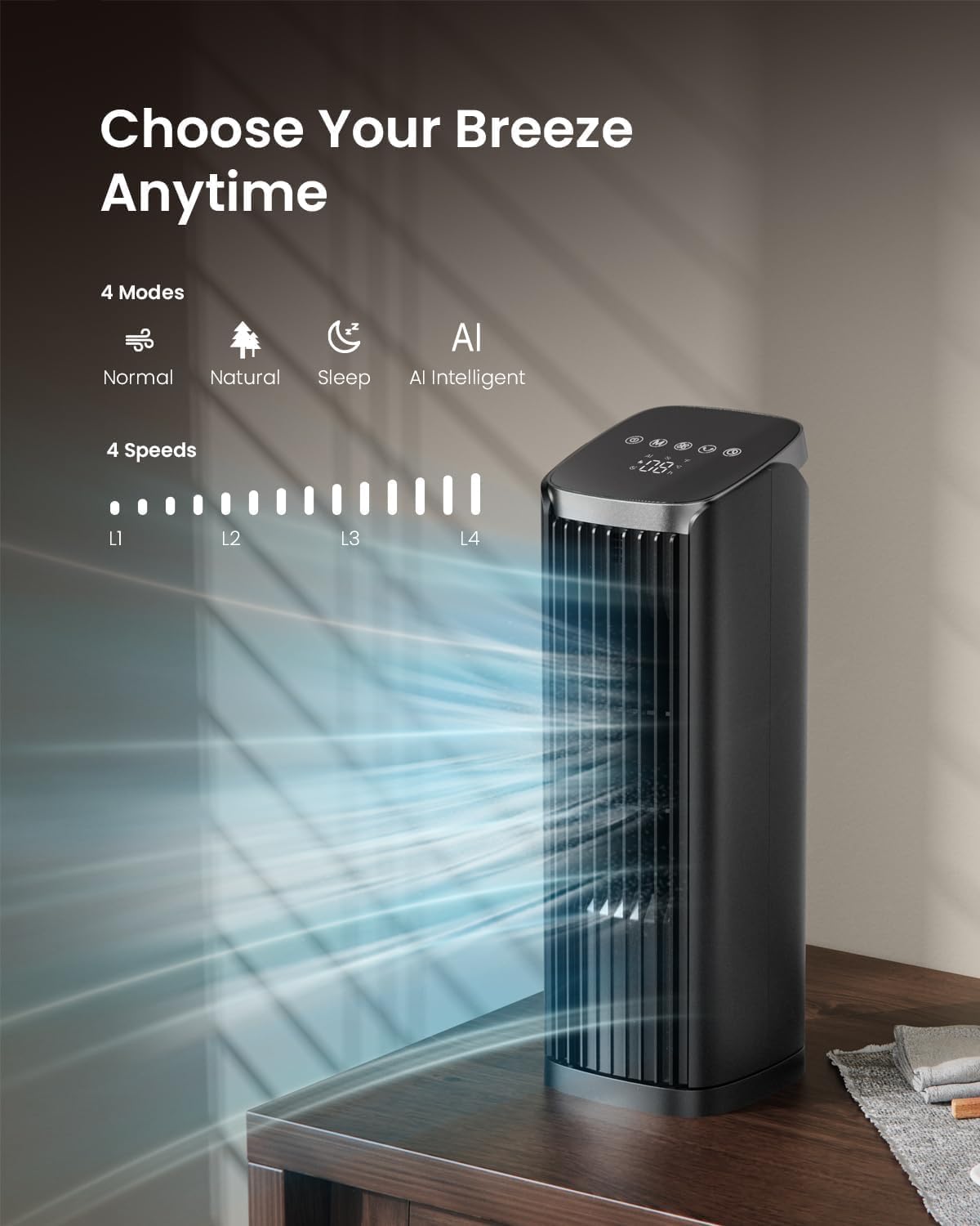 Fan for Bedroom, 13" Tower Fan with Remote