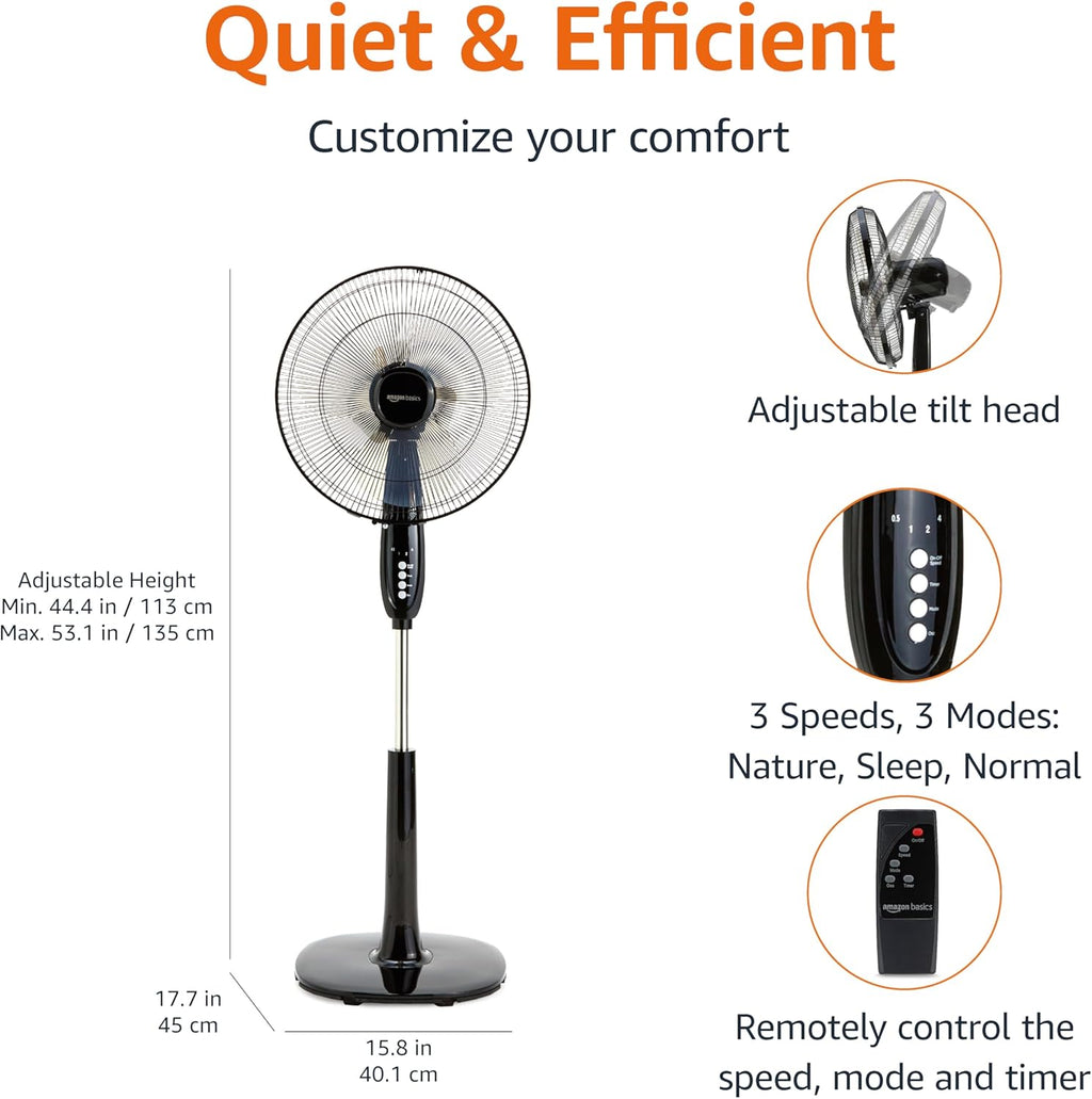 16" Pedestal Fan with Remote for Bedroom