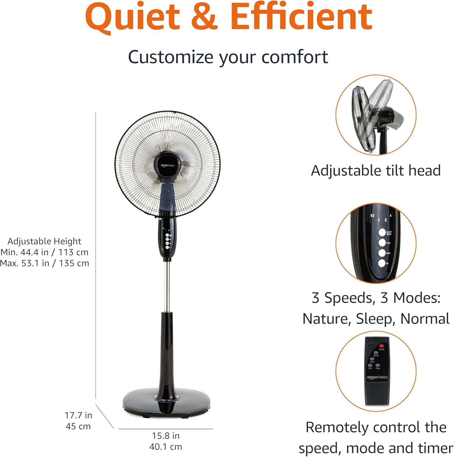 16" Pedestal Fan with Remote for Bedroom