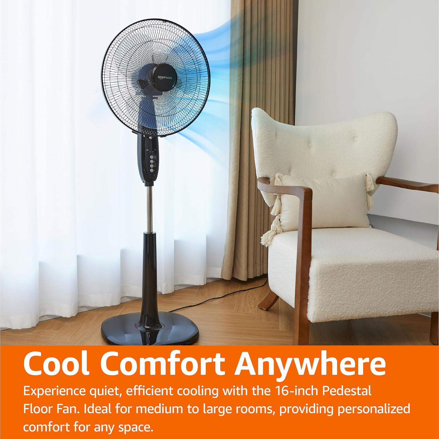 16" Pedestal Fan with Remote for Bedroom