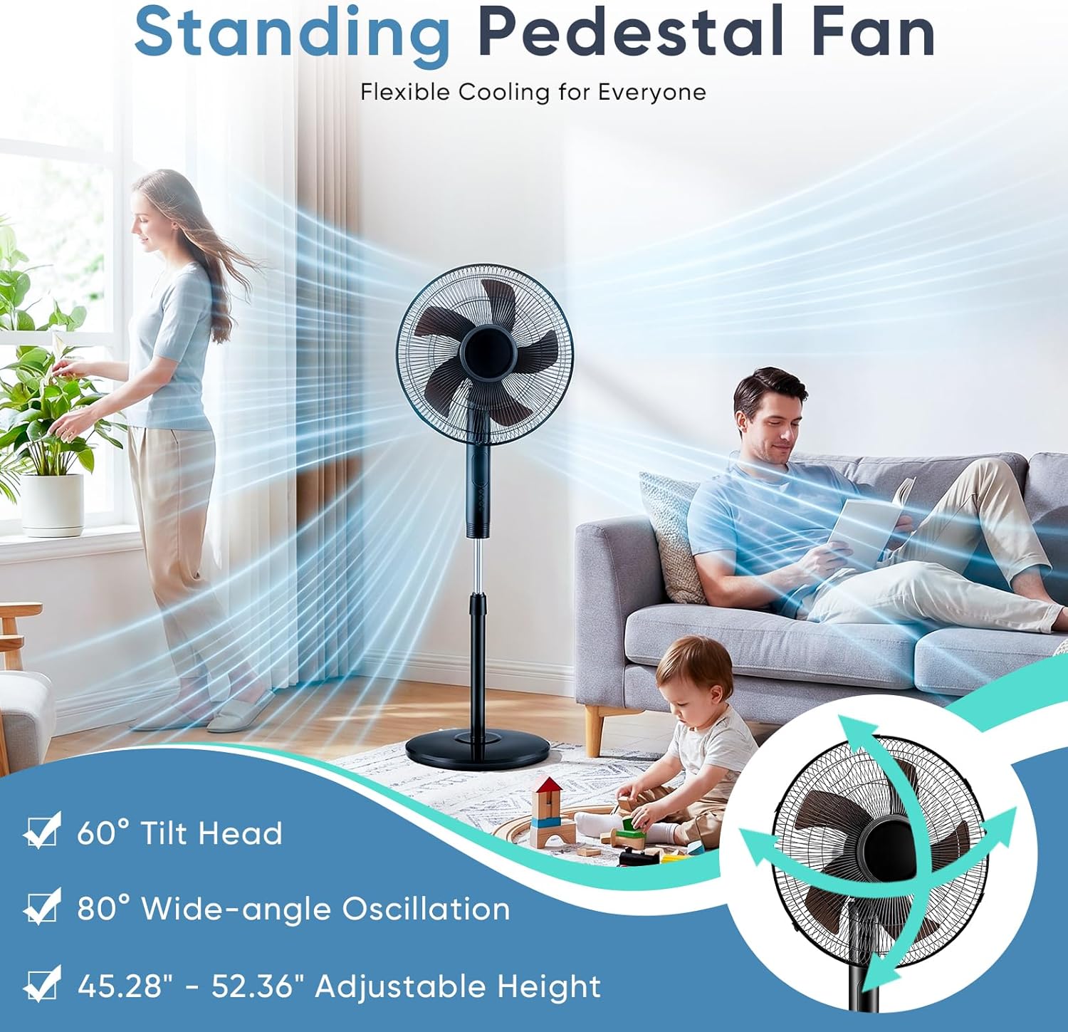 17" Pedestal Fan with Remote